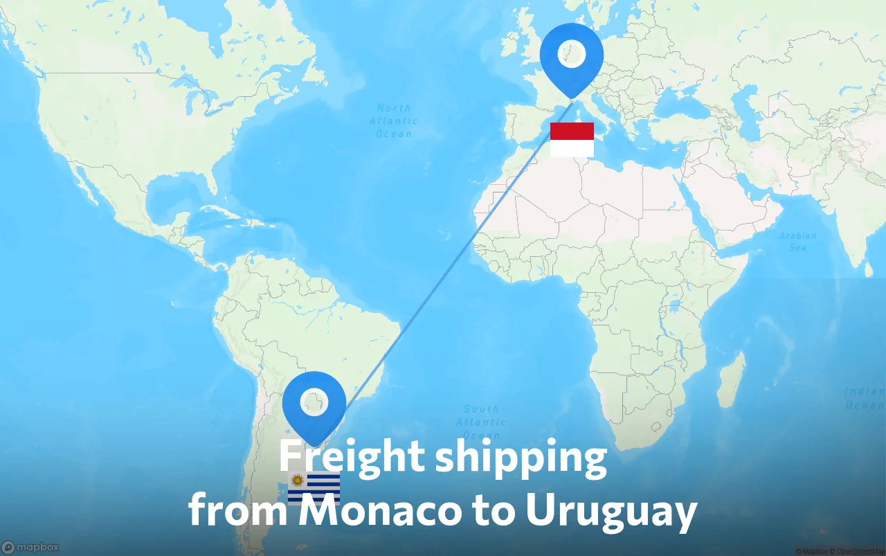 Shipping route from Monaco to Uruguay