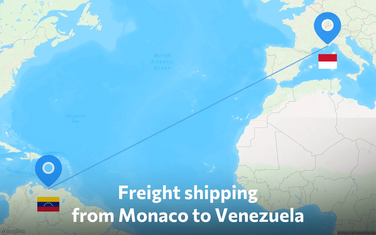 Shipping route from Monaco to Venezuela