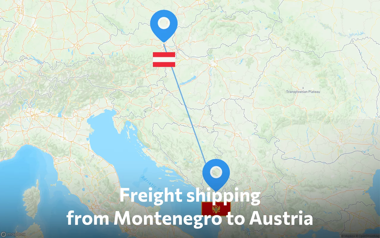 Shipping route from Montenegro to Austria