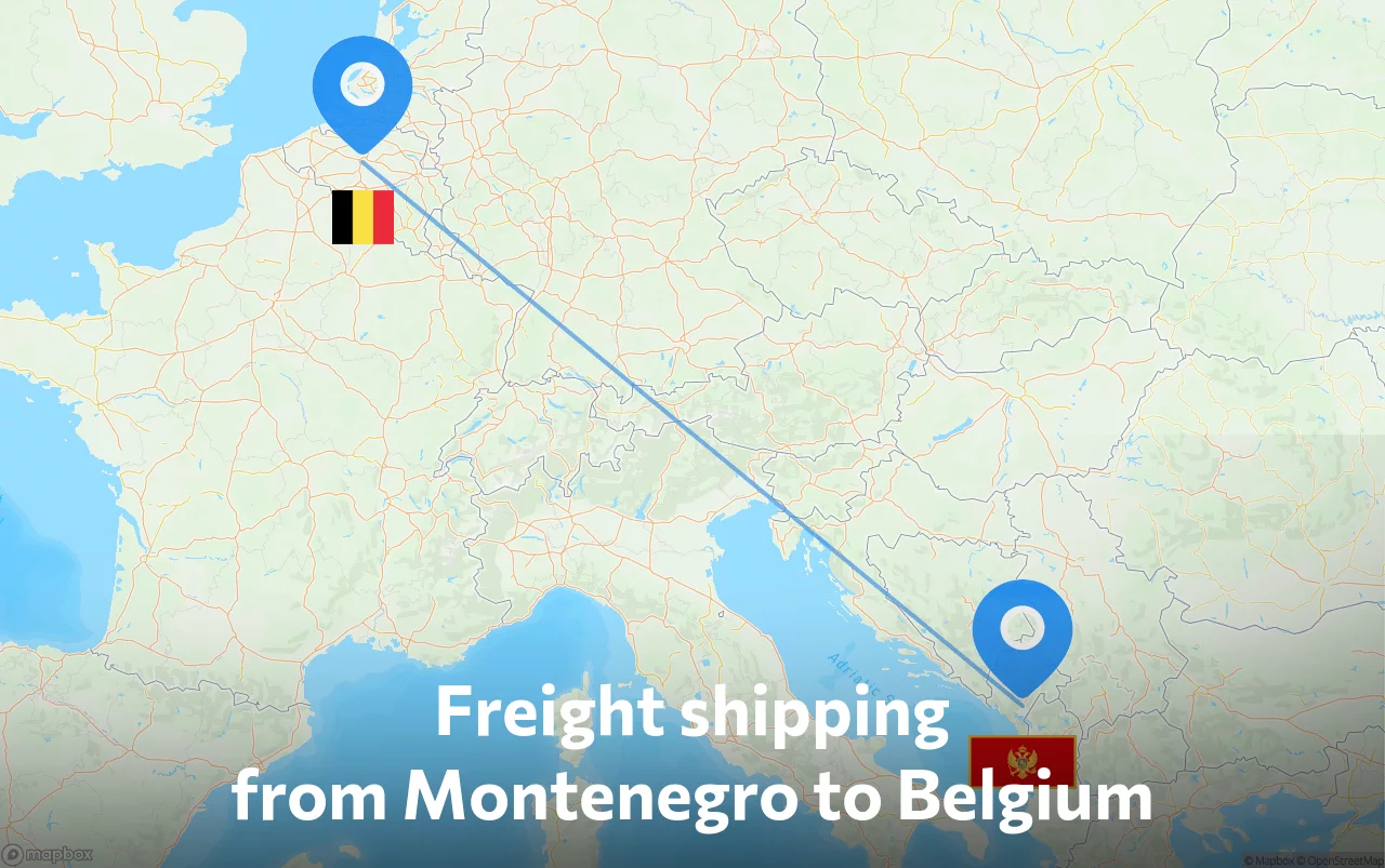 Shipping route from Montenegro to Belgium