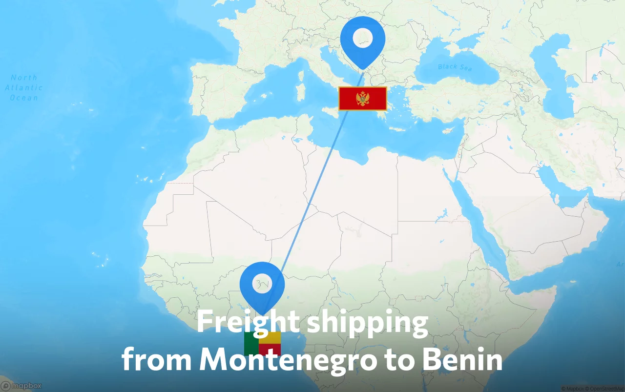 Shipping route from Montenegro to Benin