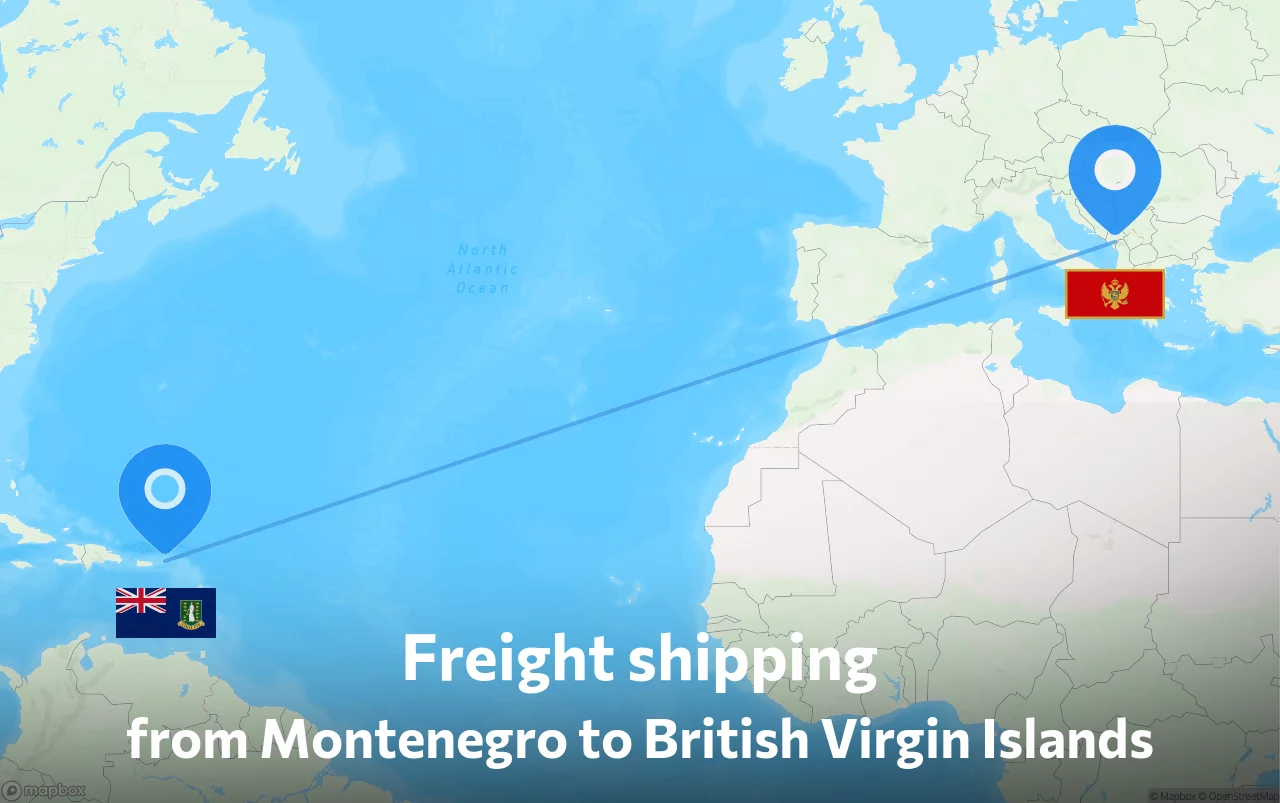 Shipping route from Montenegro to British Virgin Islands