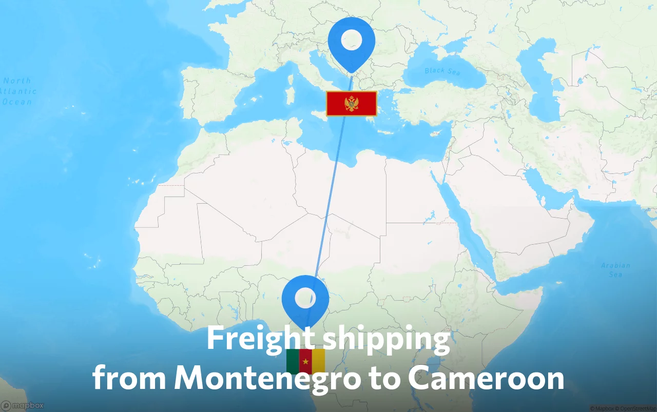 Shipping route from Montenegro to Cameroon