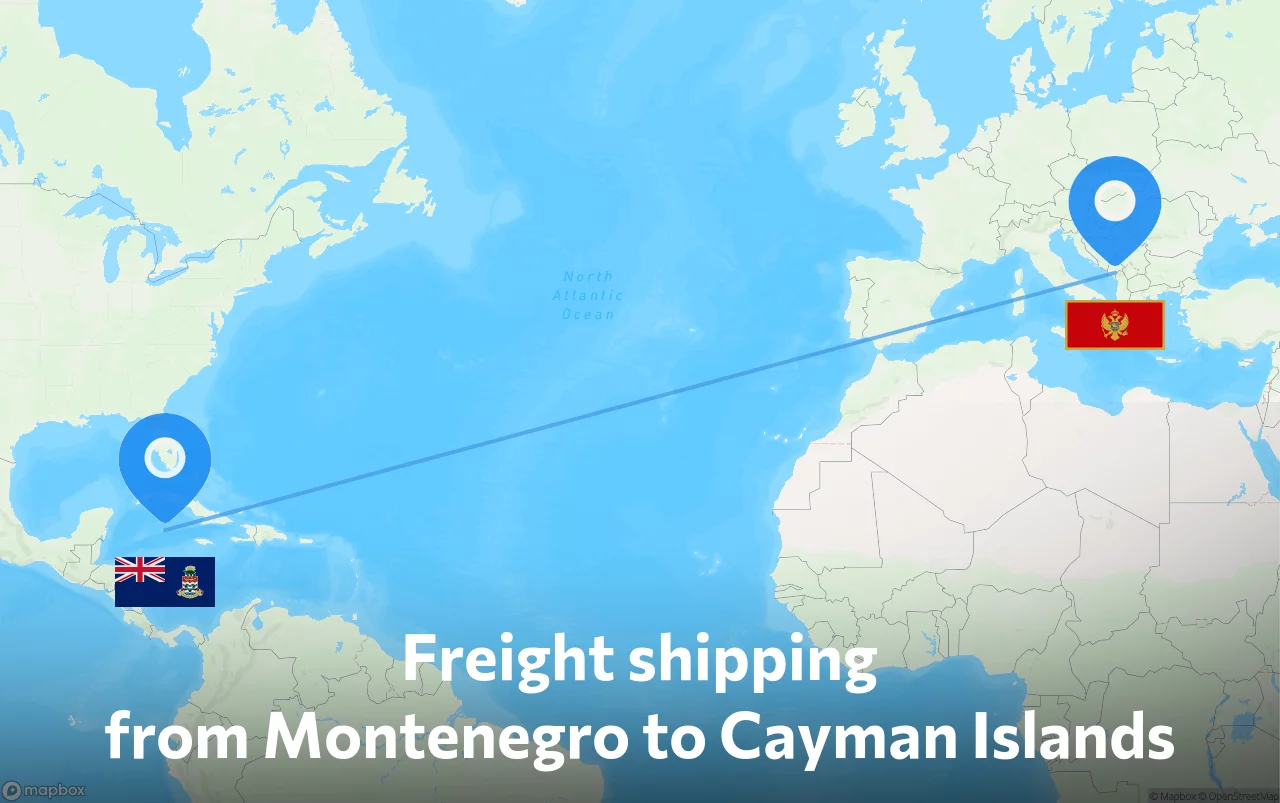 Shipping route from Montenegro to Cayman Islands