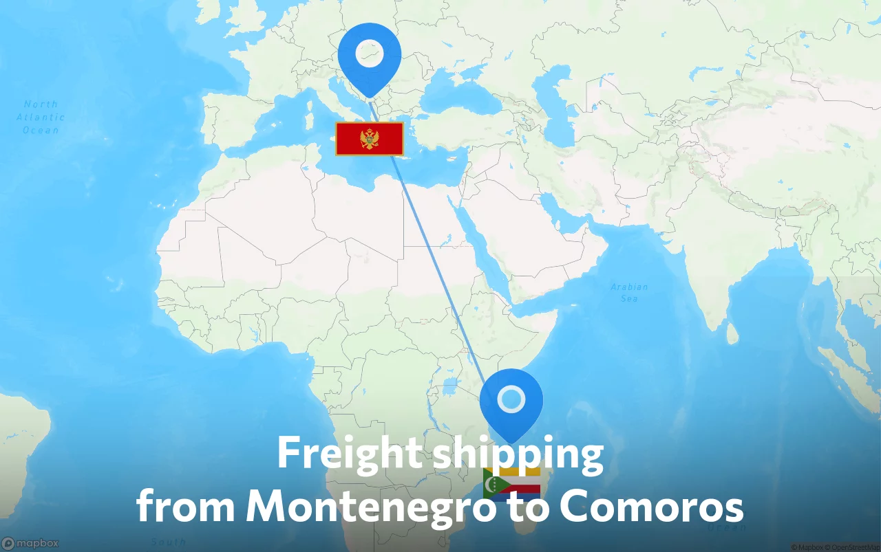 Shipping route from Montenegro to Comoros