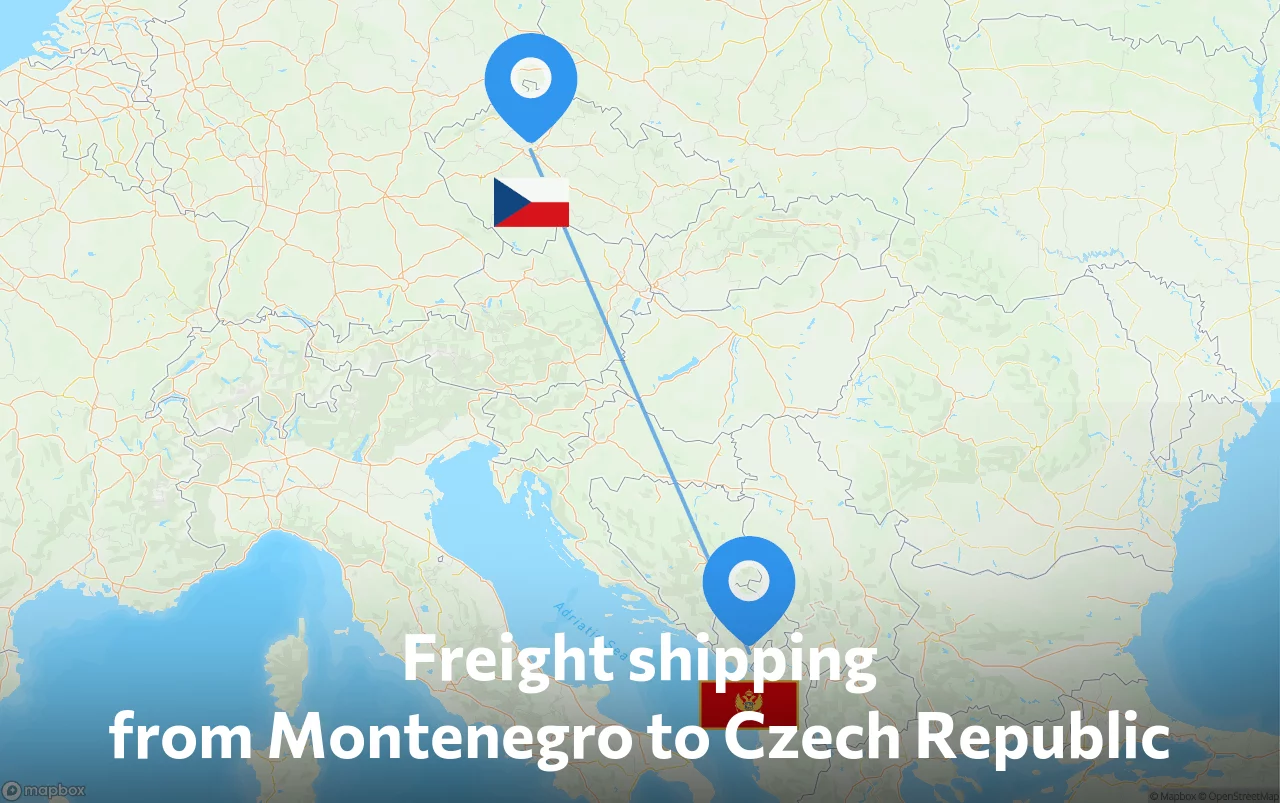 Shipping route from Montenegro to Czech Republic