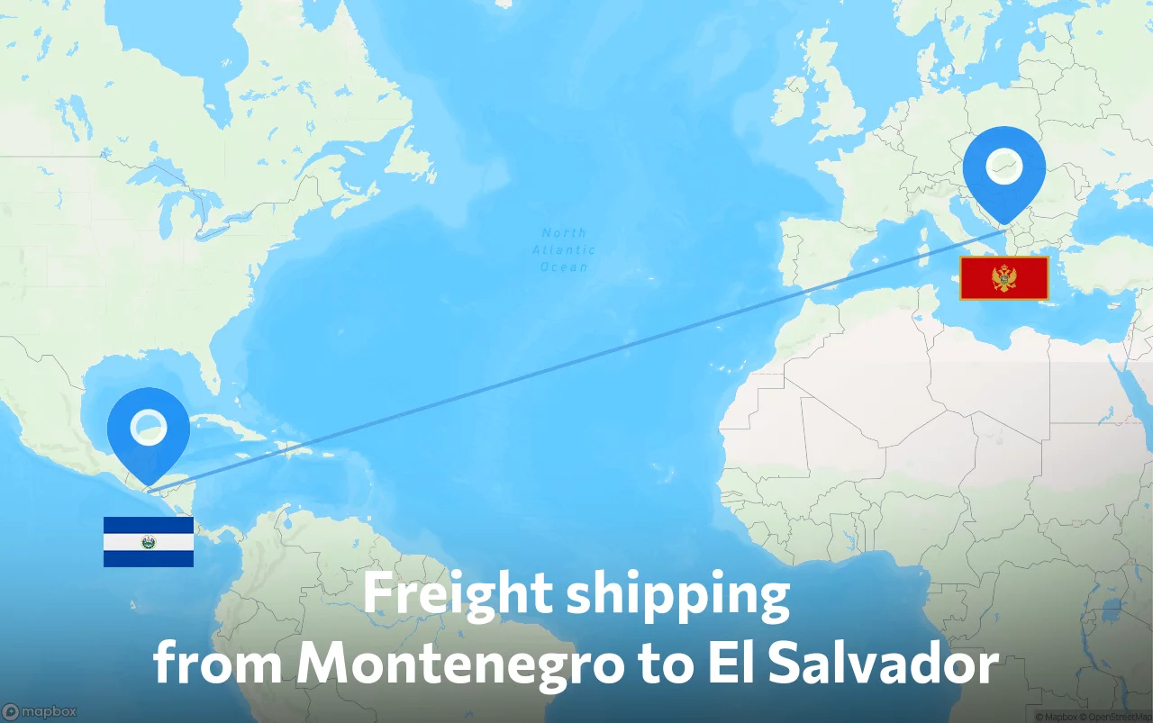 Shipping route from Montenegro to El Salvador