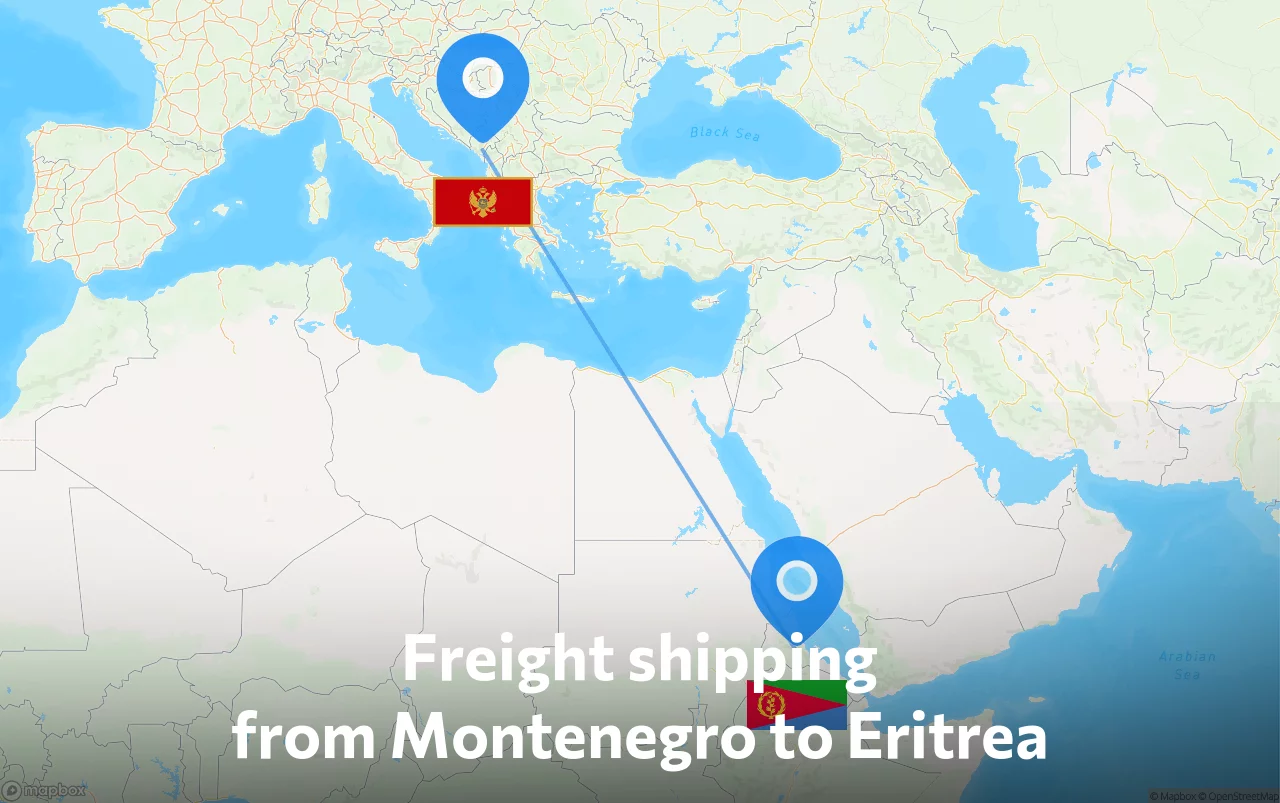 Shipping route from Montenegro to Eritrea