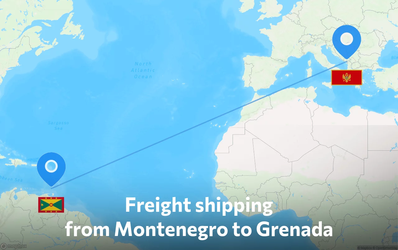 Shipping route from Montenegro to Grenada