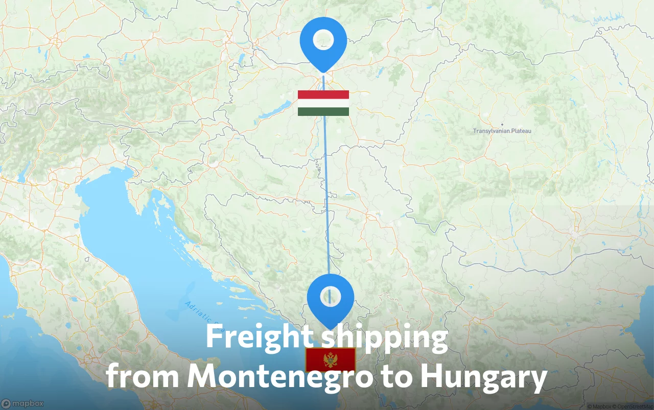 Shipping route from Montenegro to Hungary