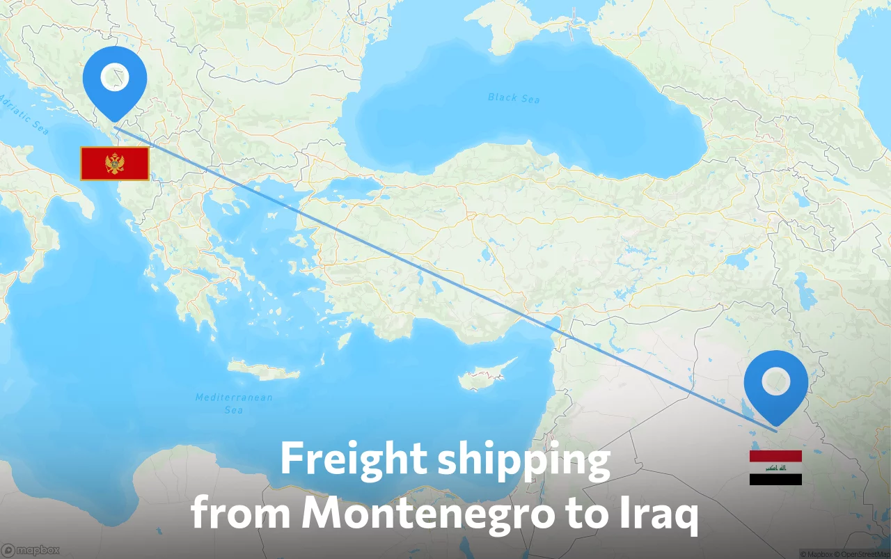 Shipping route from Montenegro to Iraq