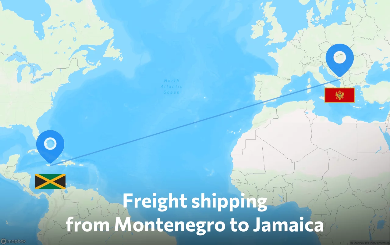 Shipping route from Montenegro to Jamaica