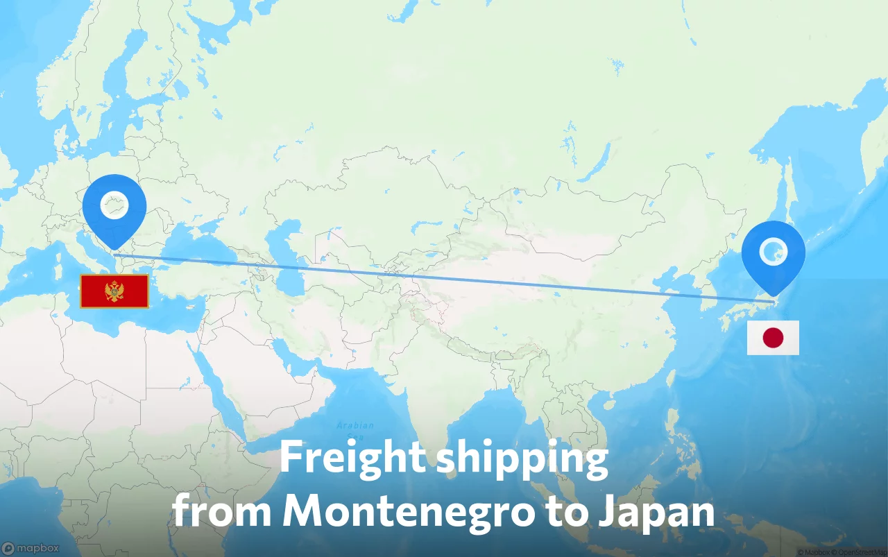 Shipping route from Montenegro to Japan