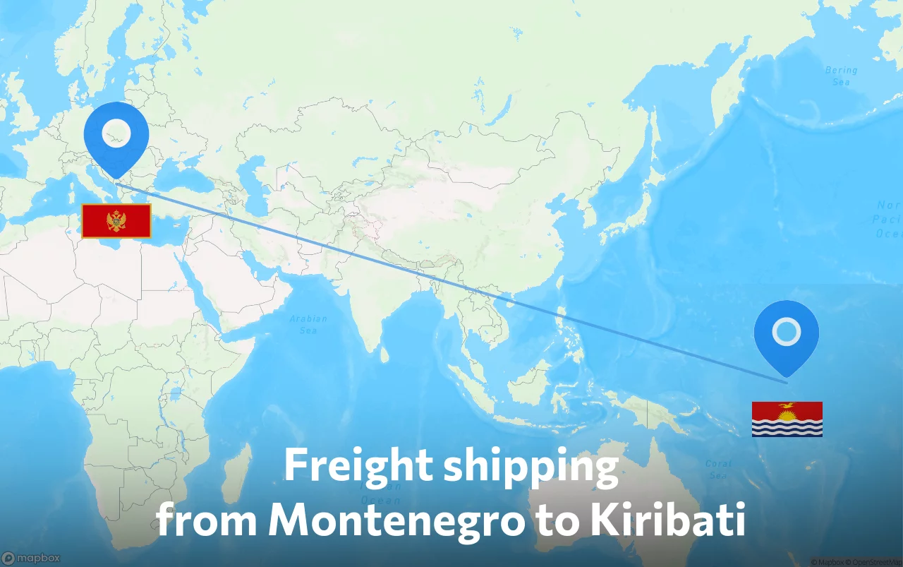 Shipping route from Montenegro to Kiribati