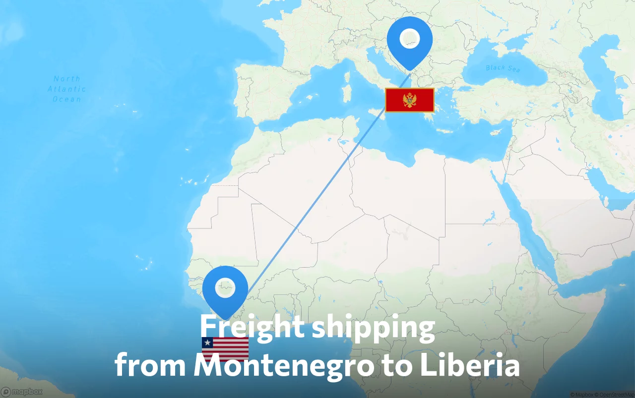 Shipping route from Montenegro to Liberia