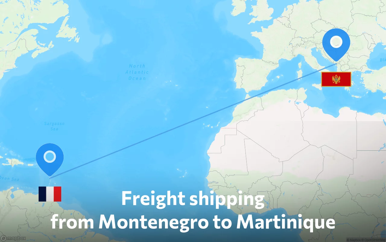 Shipping route from Montenegro to Martinique