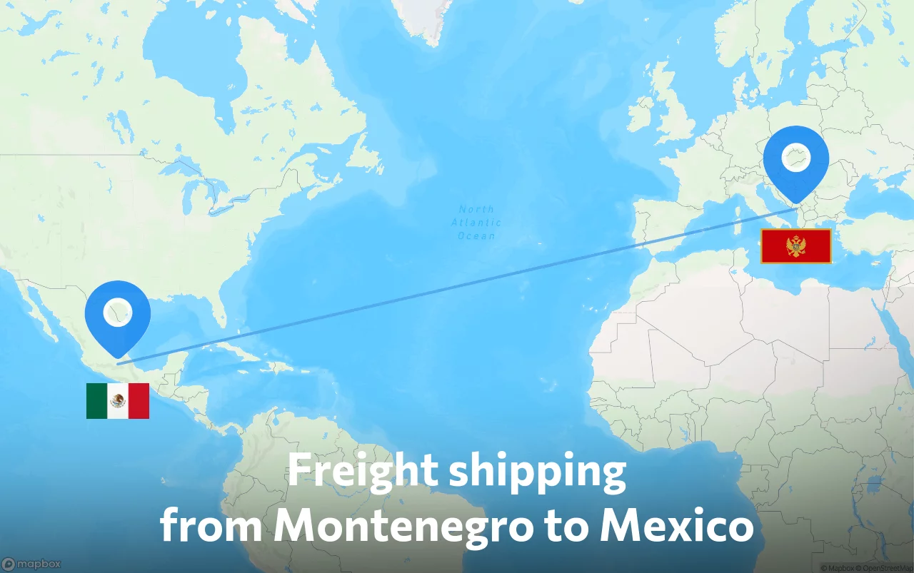 Shipping route from Montenegro to Mexico