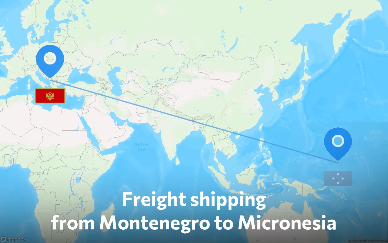 Shipping route from Montenegro to Micronesia