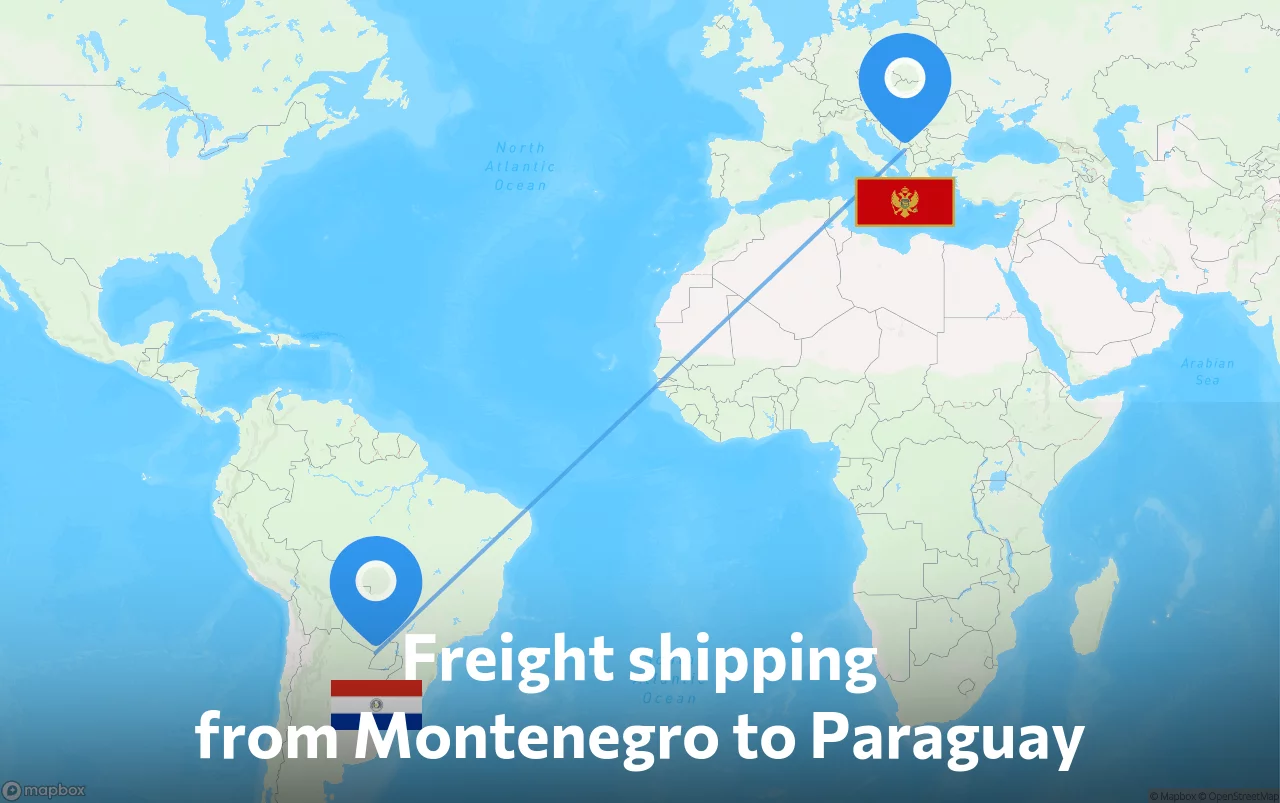 Shipping route from Montenegro to Paraguay