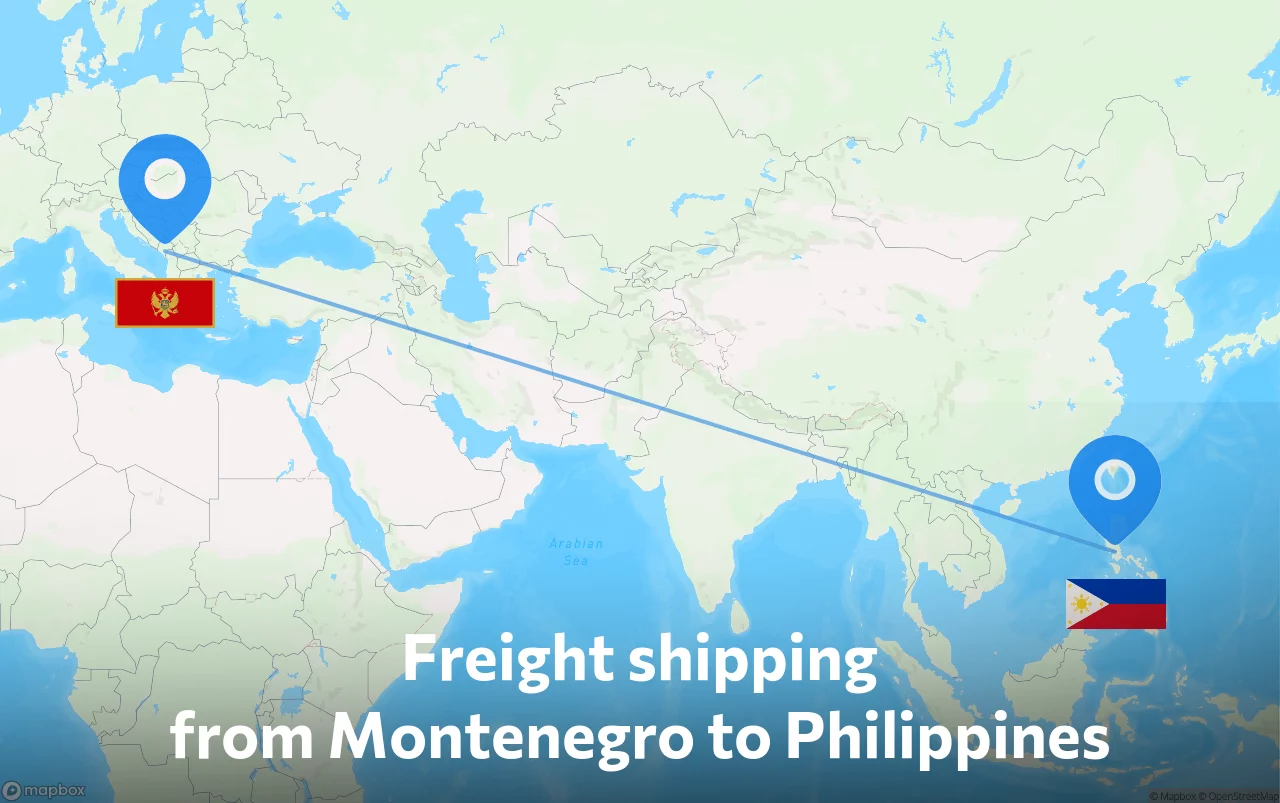 Shipping route from Montenegro to Philippines