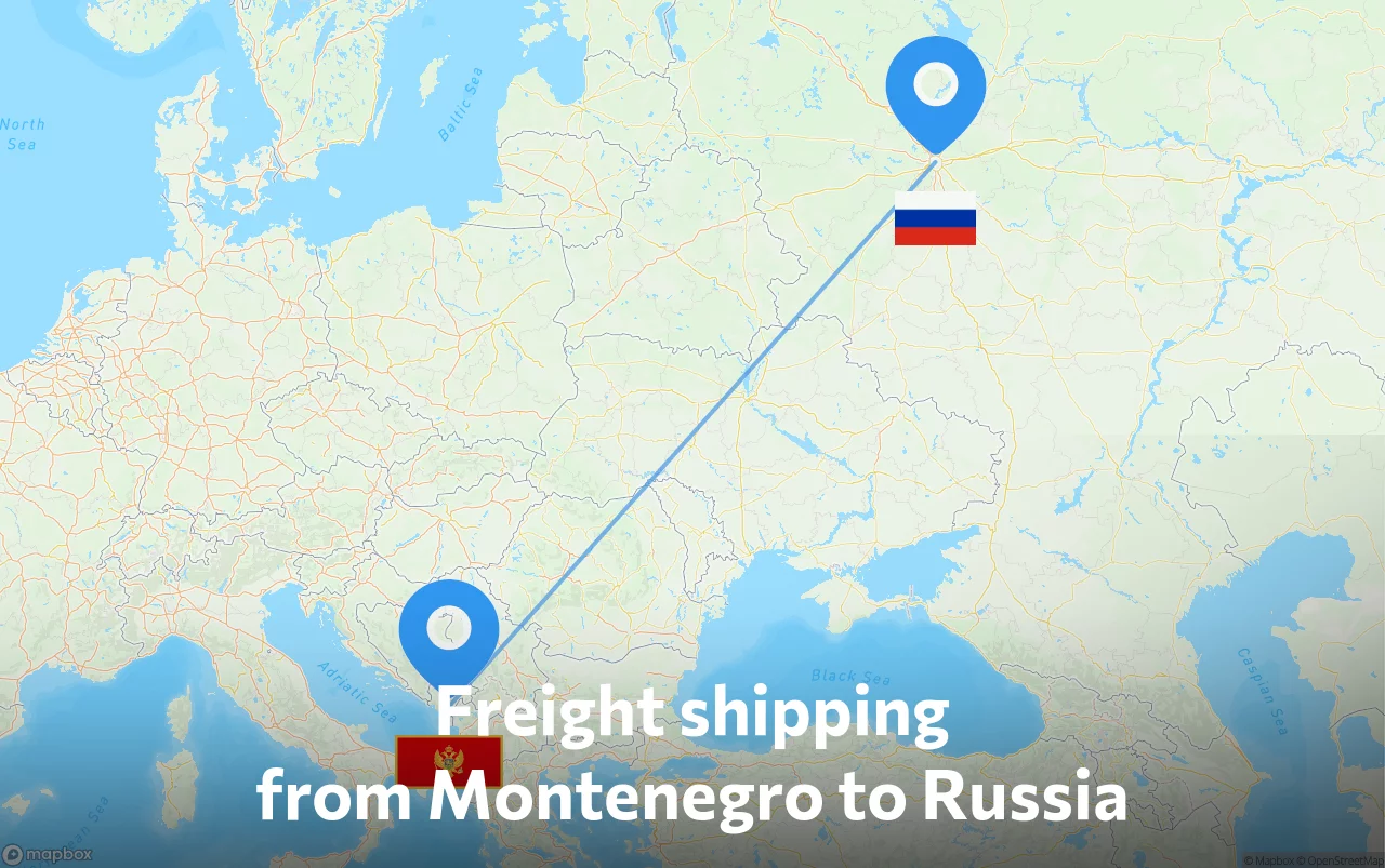 Shipping route from Montenegro to Russia