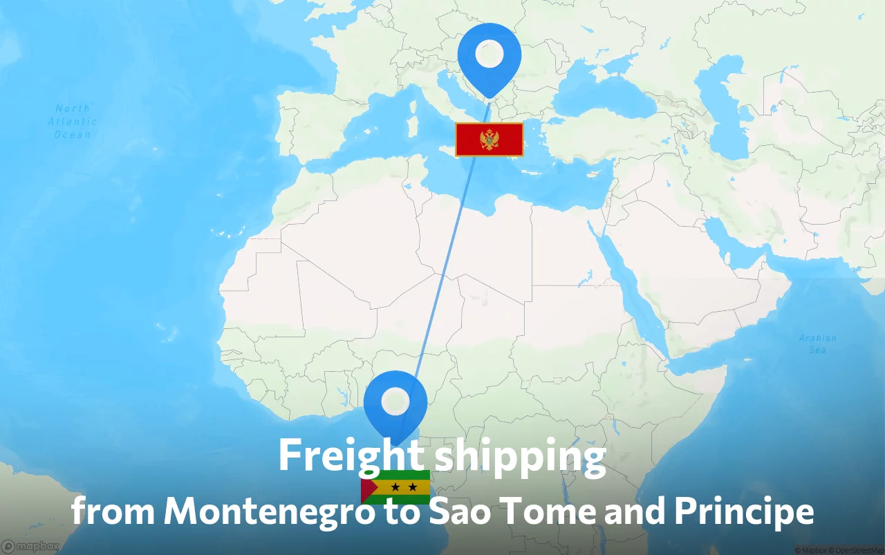 Shipping route from Montenegro to Sao Tome and Principe