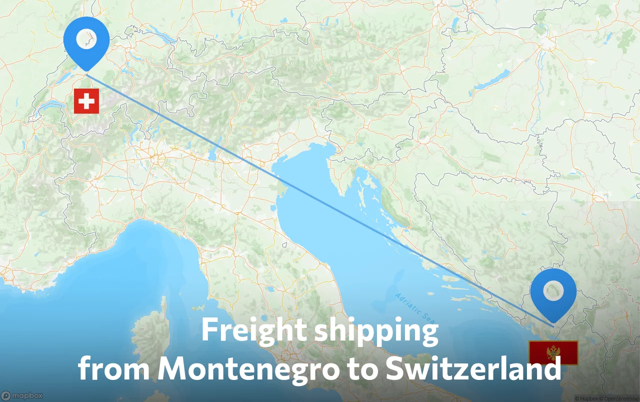 Shipping route from Montenegro to Switzerland