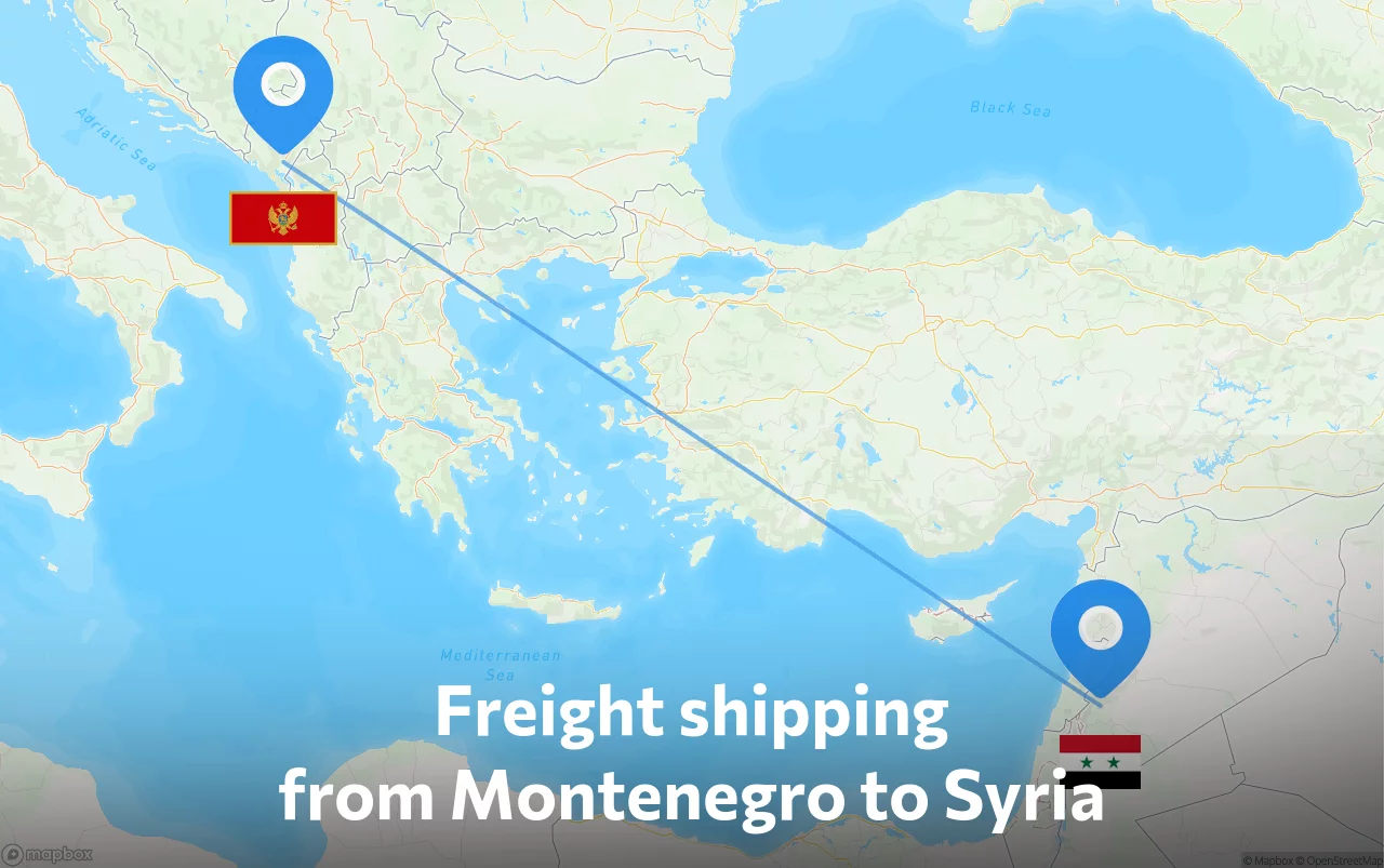 Shipping route from Montenegro to Syria
