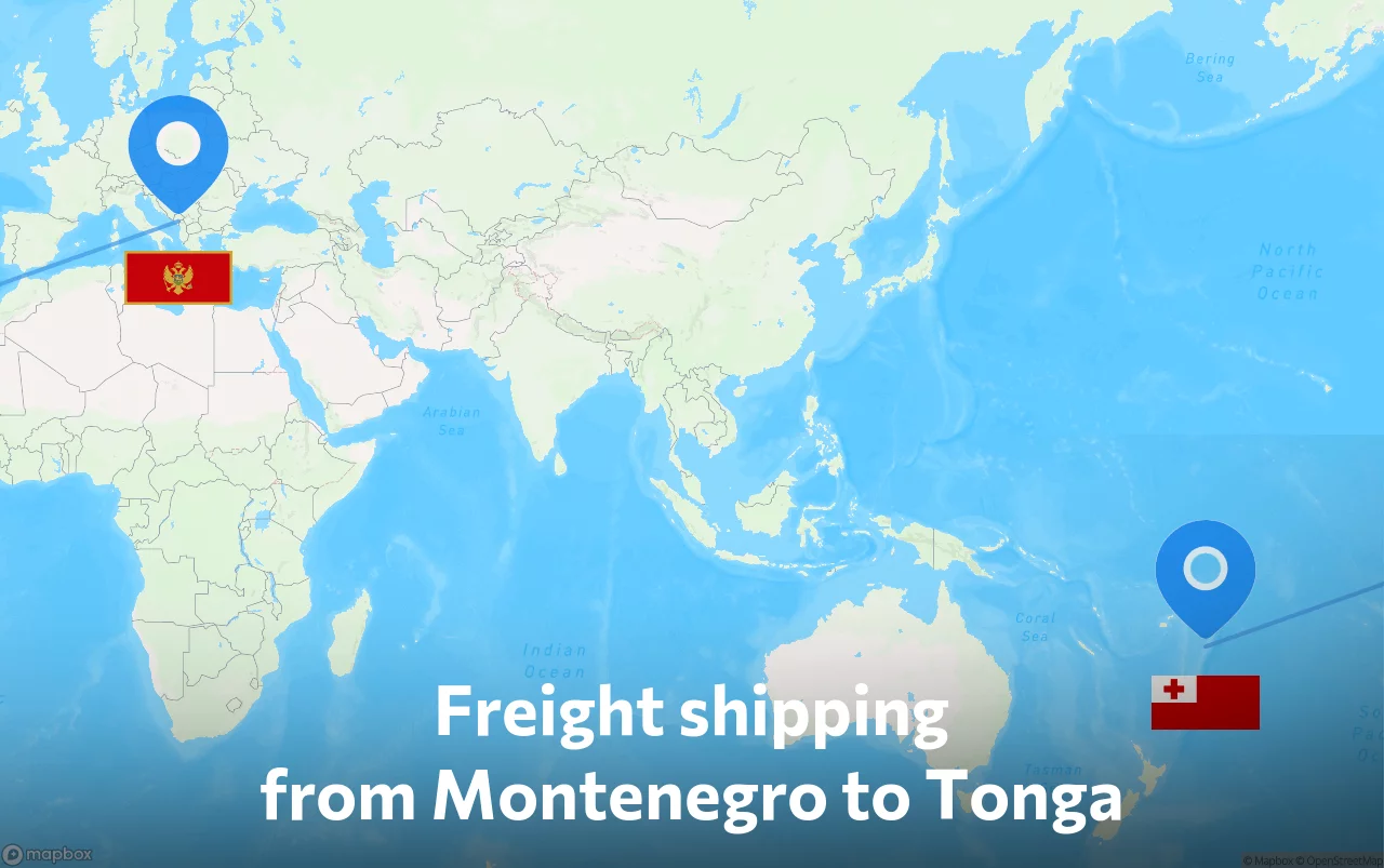 Shipping route from Montenegro to Tonga