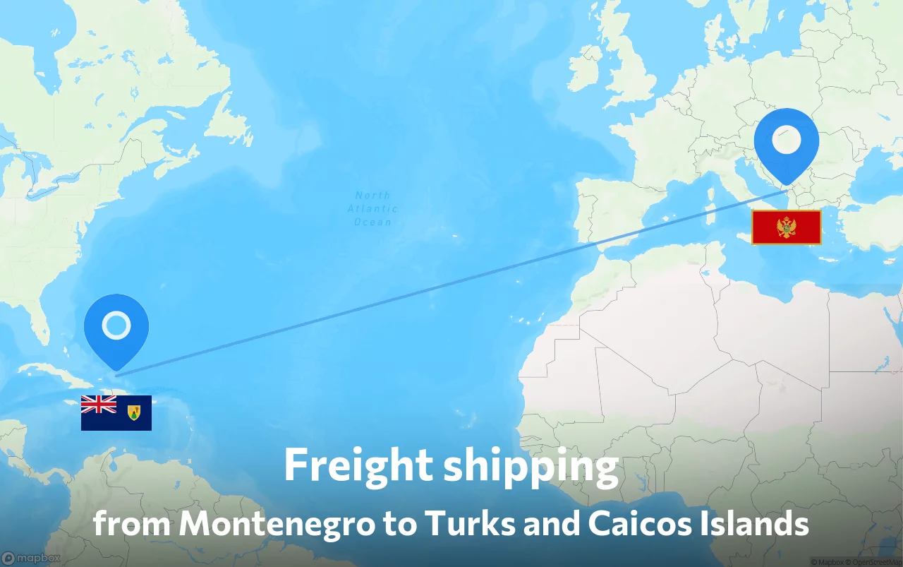 Shipping route from Montenegro to Turks and Caicos Islands