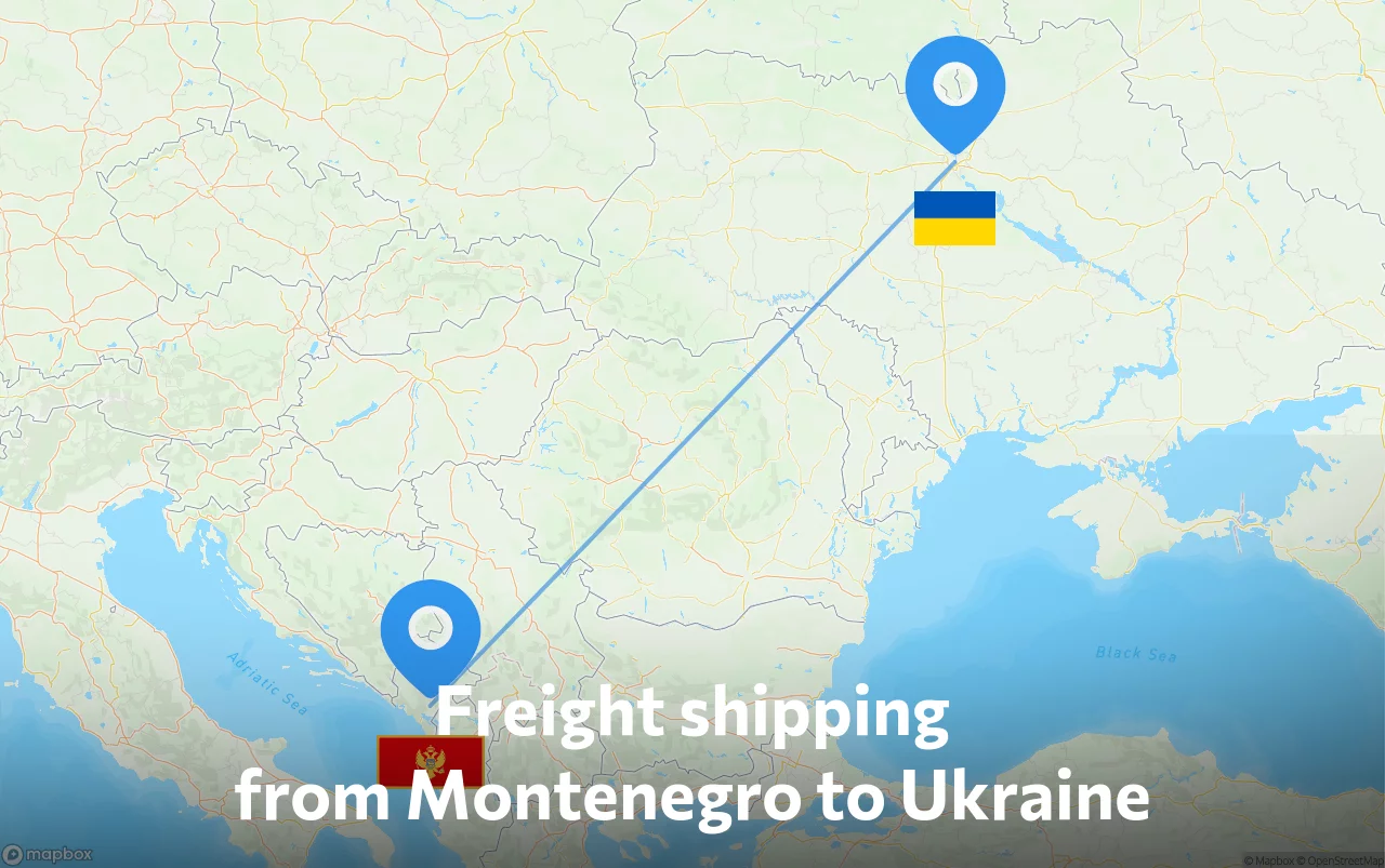 Shipping route from Montenegro to Ukraine
