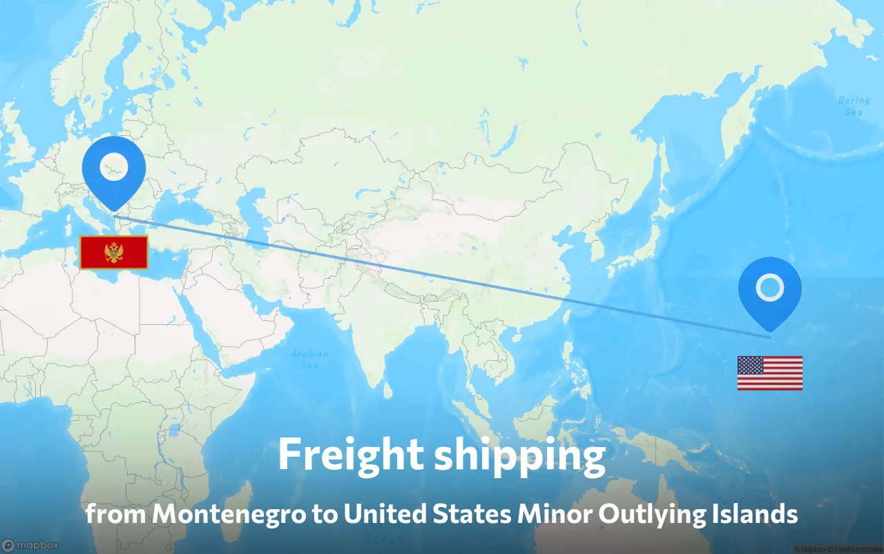 Shipping route from Montenegro to United States Minor Outlying Islands
