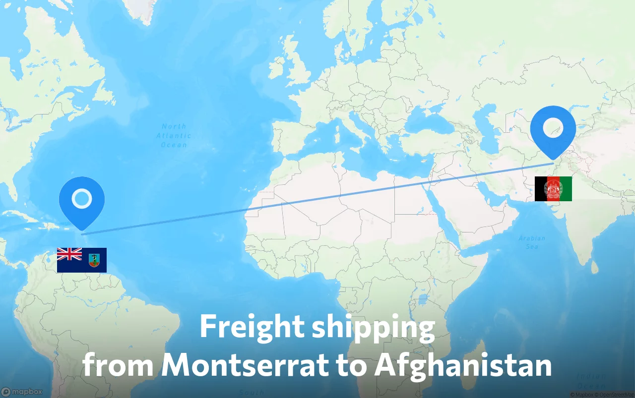 Shipping route from Montserrat to Afghanistan