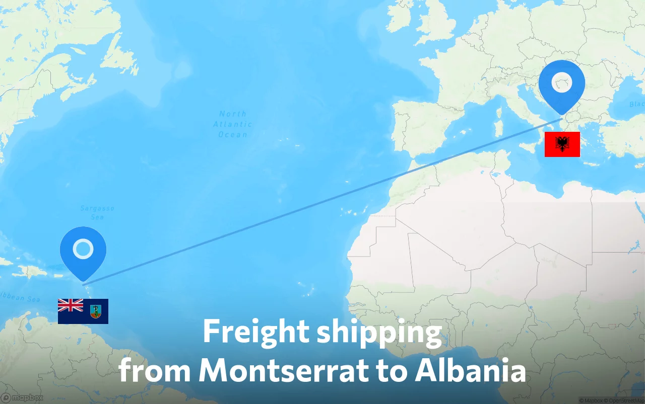 Shipping route from Montserrat to Albania