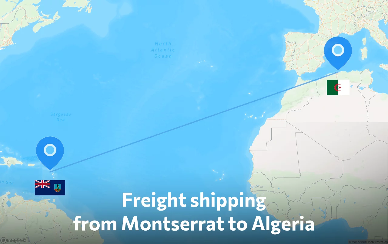 Shipping route from Montserrat to Algeria