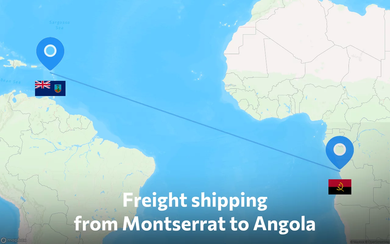 Shipping route from Montserrat to Angola