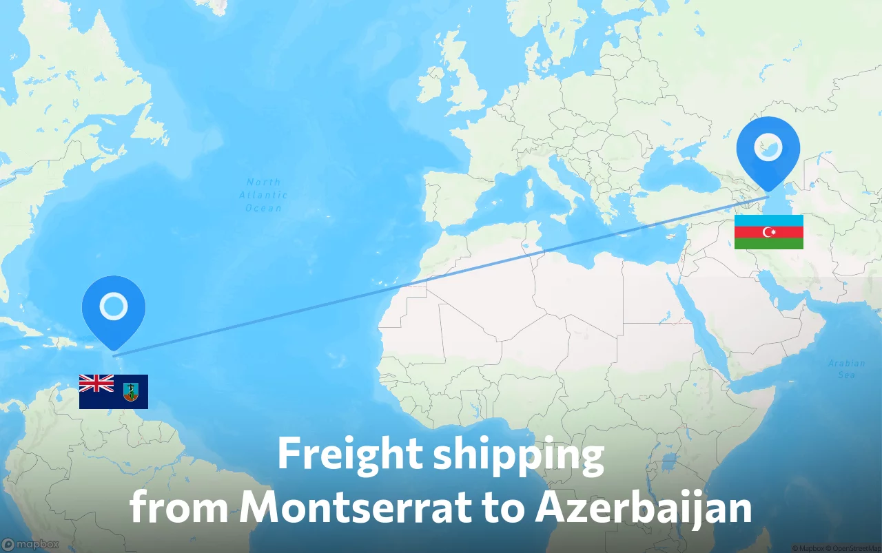 Shipping route from Montserrat to Azerbaijan