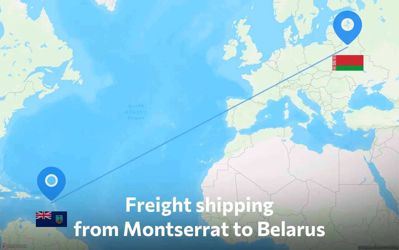 Shipping route from Montserrat to Belarus