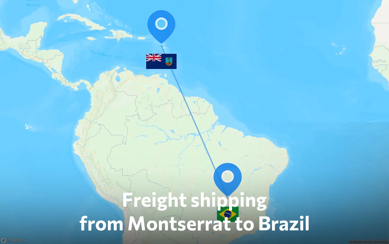 Shipping route from Montserrat to Brazil