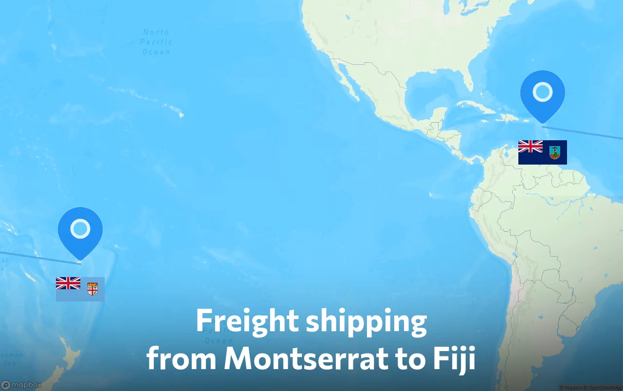 Shipping route from Montserrat to Fiji