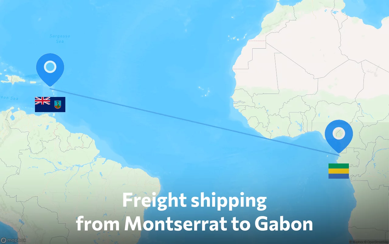 Shipping route from Montserrat to Gabon