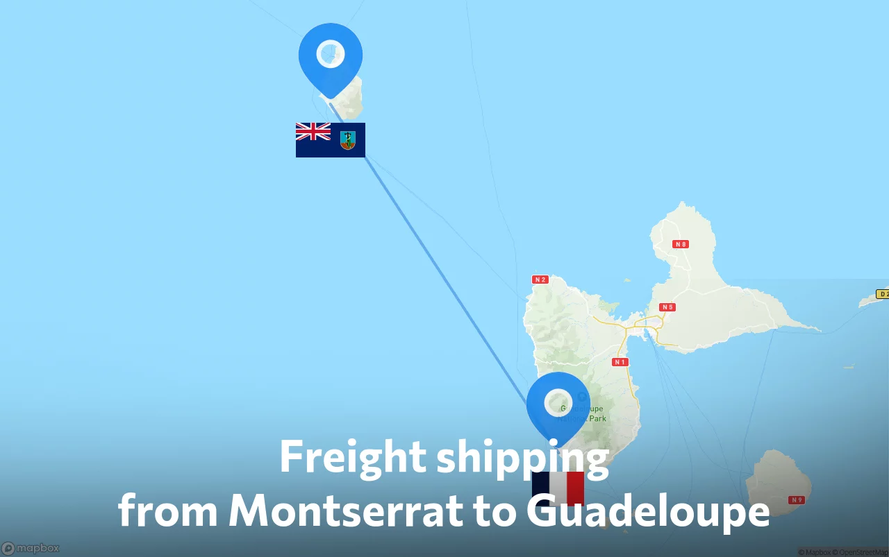 Shipping route from Montserrat to Guadeloupe