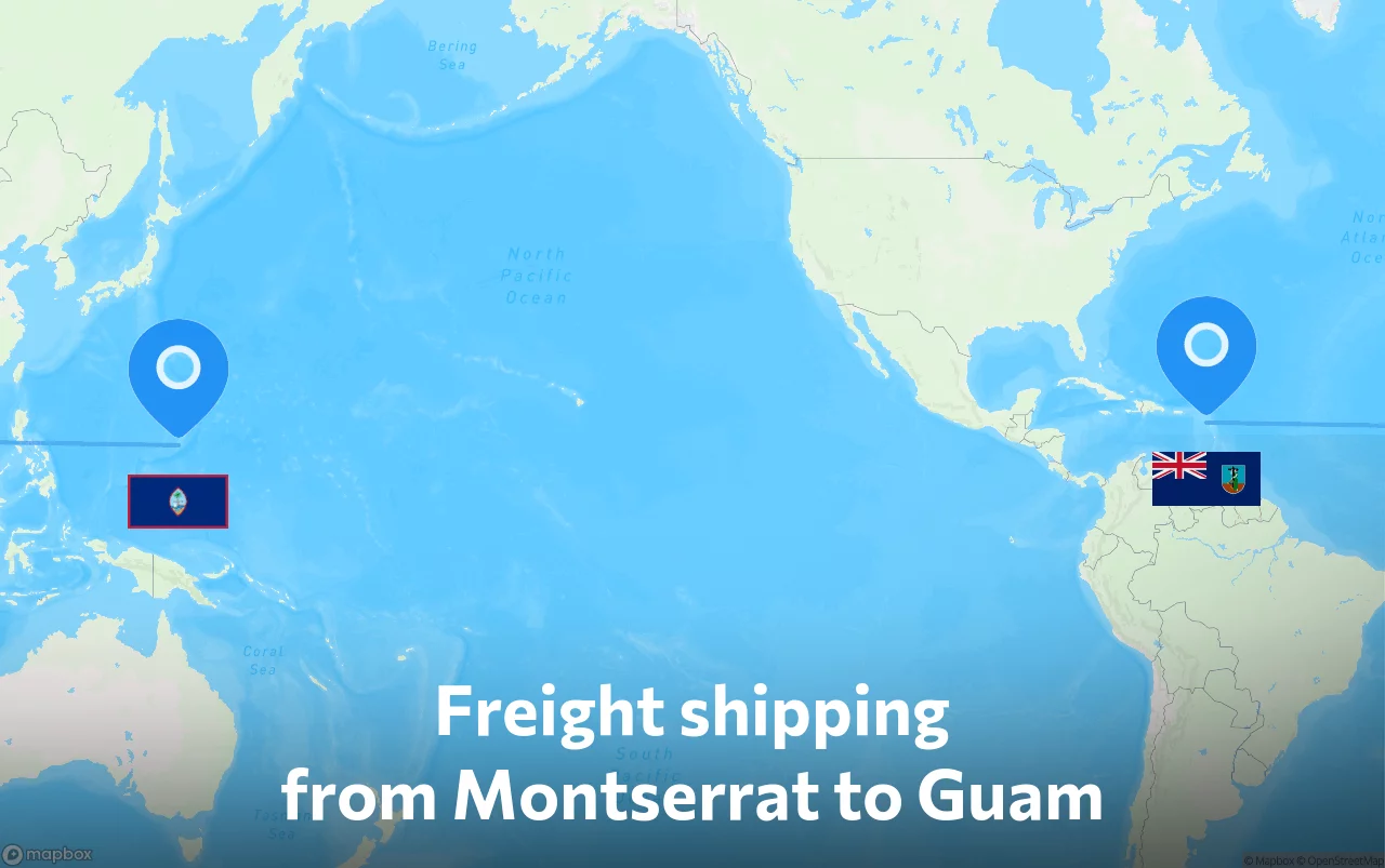 Shipping route from Montserrat to Guam