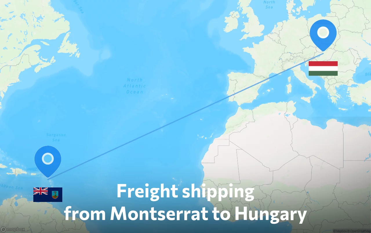 Shipping route from Montserrat to Hungary