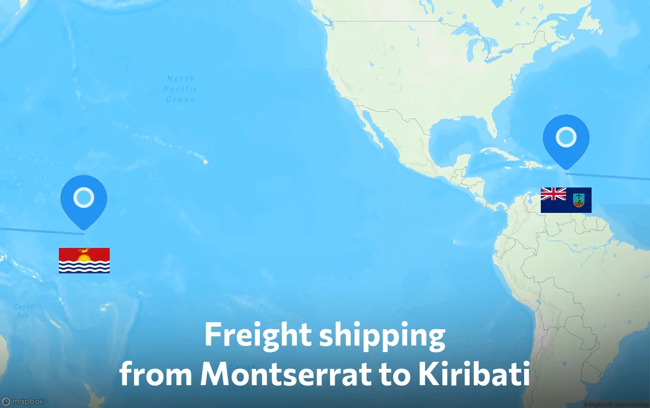 Shipping route from Montserrat to Kiribati