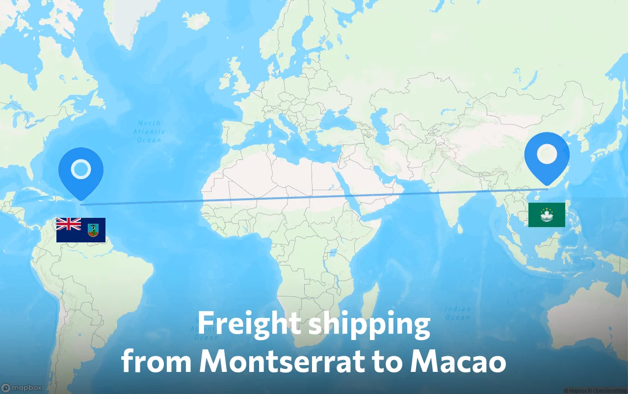 Shipping route from Montserrat to Macao