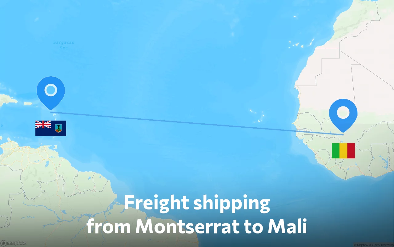 Shipping route from Montserrat to Mali