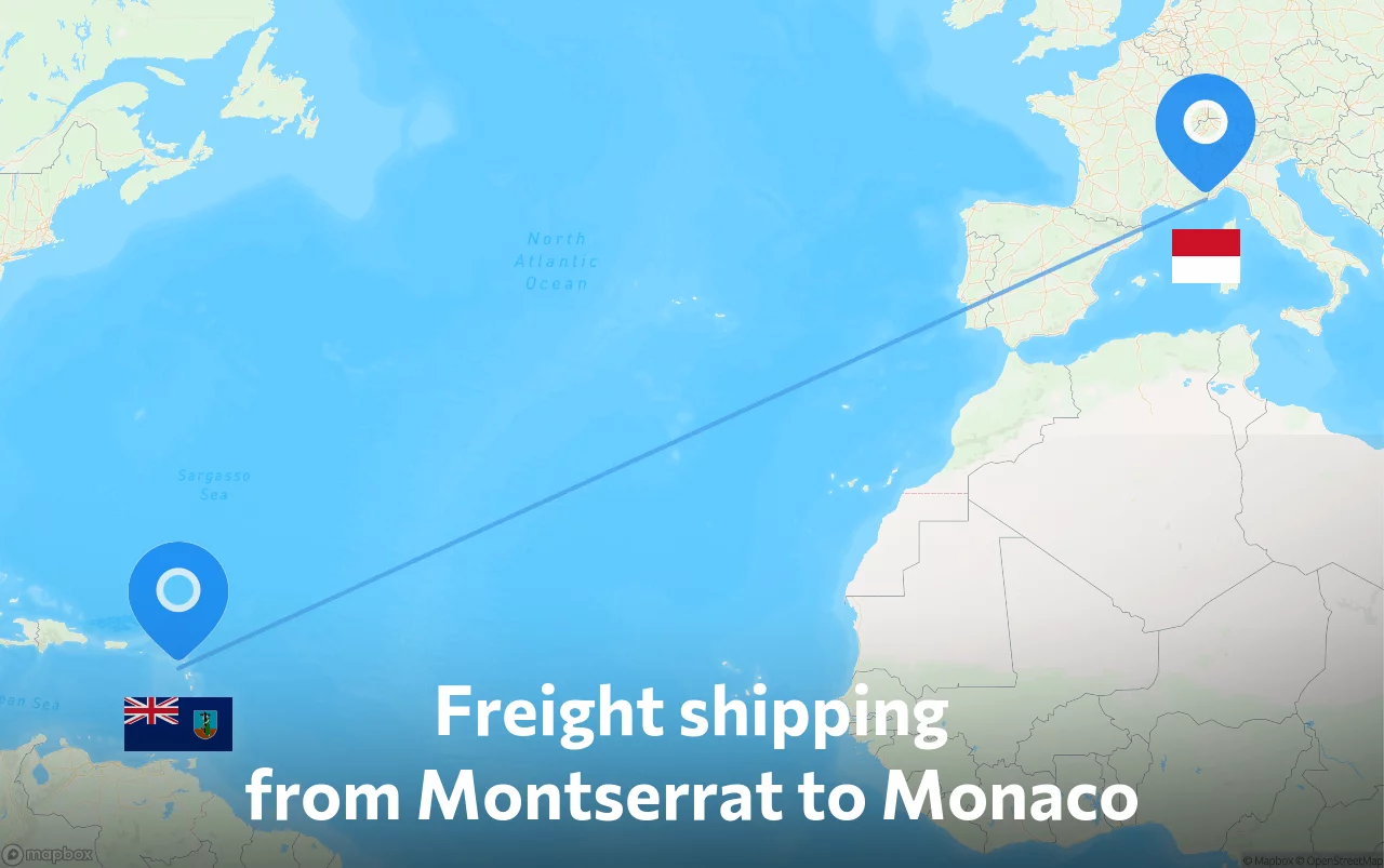 Shipping route from Montserrat to Monaco