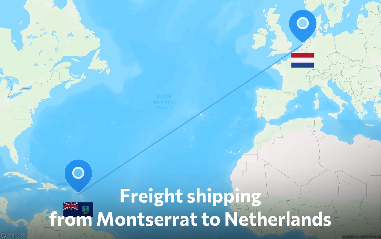 Shipping route from Montserrat to Netherlands