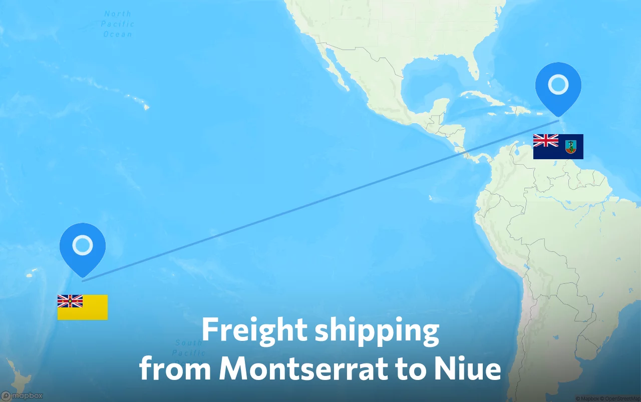Shipping route from Montserrat to Niue